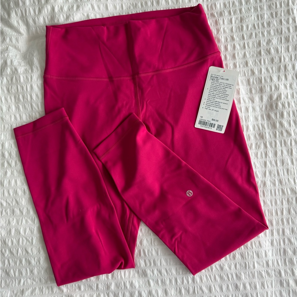 New Lululemon Wunder Train 25” High Rise Size 10 Passionate Pink